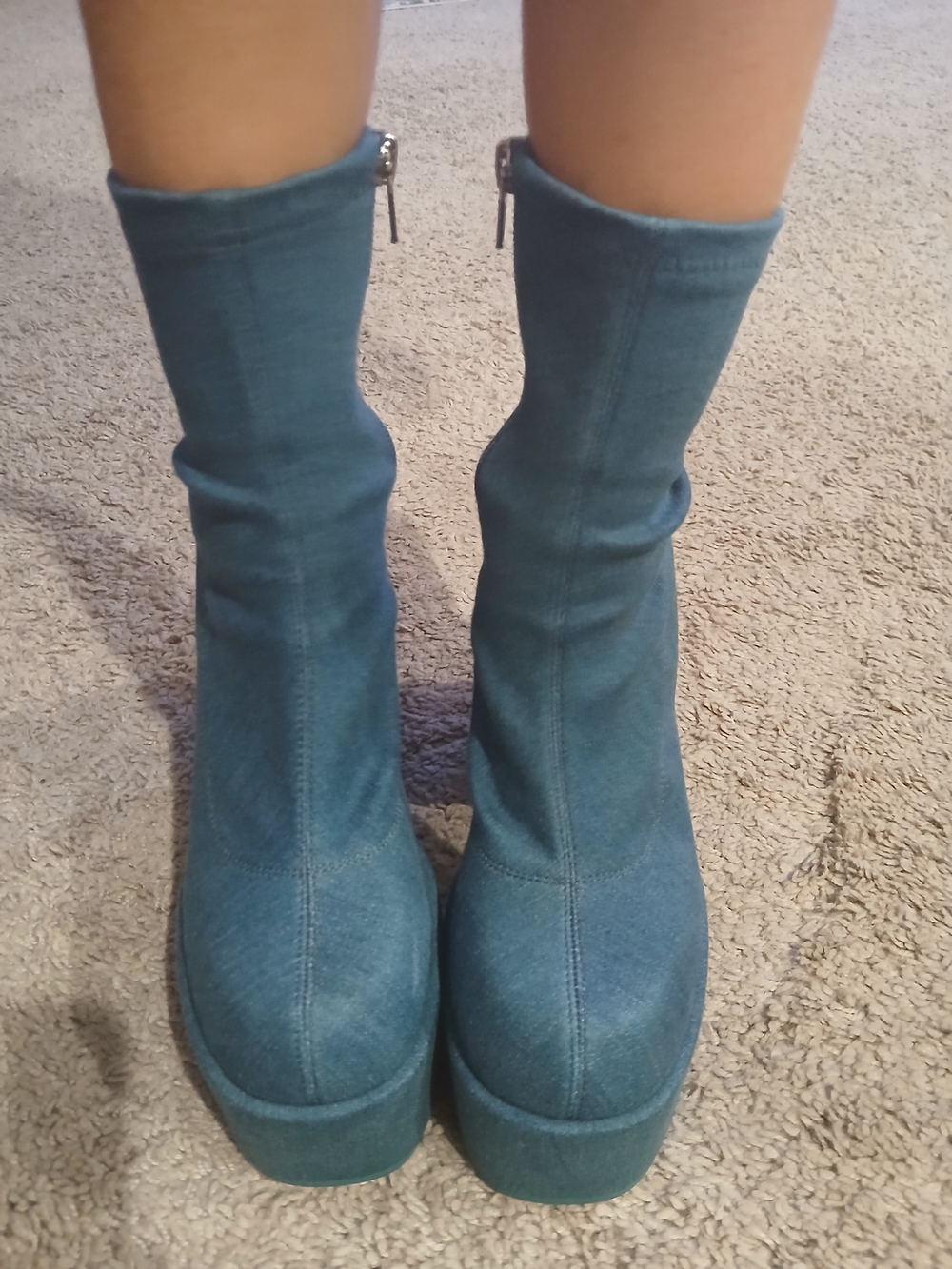 Naked Wolfe Sugar Denim Platform Sock Boots - Picture 6 of 8
